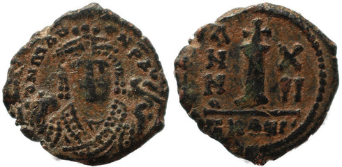 Byzantine coin of Maurice Tiberius AE Decanummium - Antioch - Year 12
