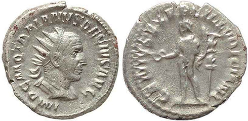 Roman coin of Trajan Decius AR antoninianus - GENIVS EXERC ILLVRICIANI