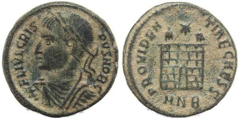 Roman coin of Crispus - PROVIDENTIAE CAESS - Nicomedia