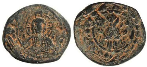 Anonymous Class K follis attributed to Alexius I struck over a Class J follis