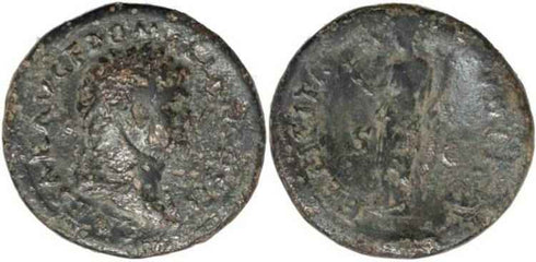 Large Ancient Roman coin of the Emperor Domitian - FELICITAS PVBLICA SC