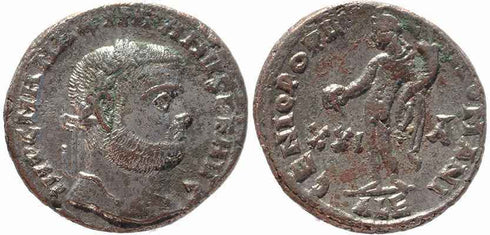 Roman coin of Maximian Ae large silvered follis - GENIO POPVLI ROMANI - Alexandria