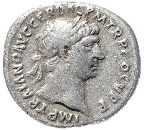 Roman coin of Trajan AR silver denarius - SPQR OPTIMO PRINCIPI