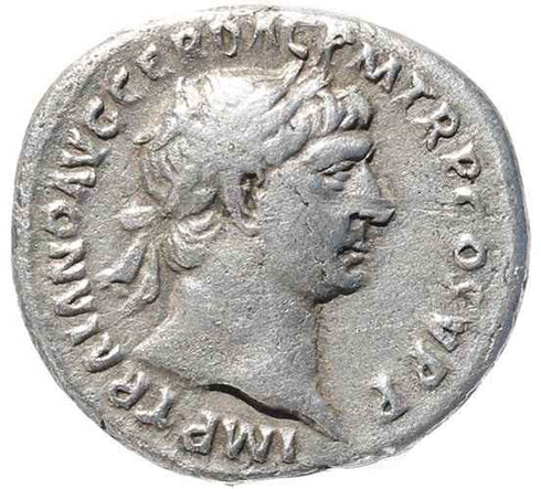 Roman coin of Trajan AR silver denarius - SPQR OPTIMO PRINCIPI