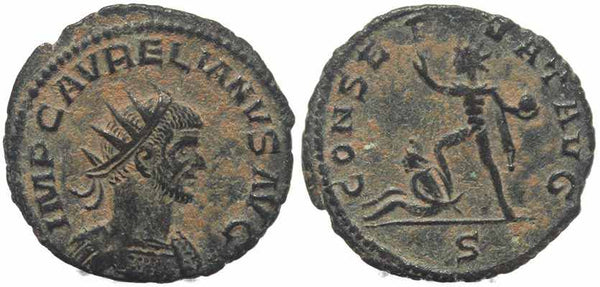 Roman coin of Aurelian Ae Antoninianus - CONSERVAT AVG
