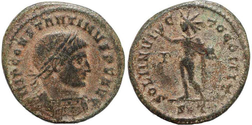 Ancient Roman coin of Constantine I - SOLI INVICTO COMITI