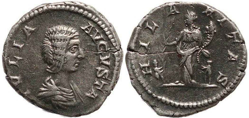Ancient Roman coin of Julia Domna AR Denarius - HILARITAS