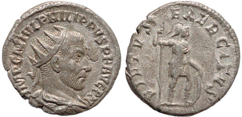Ancient Roman coin of Philip I - VIRTVS EXERCITVS