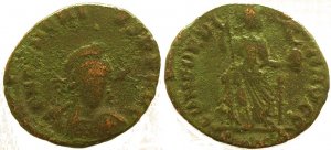 Roman coin of Honorius - CONCORDIA AVGG