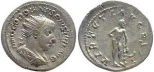 Roman coin of Gordian III AR silver antoninianus - VIRTVTI AVGVSTI