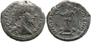 Roman coin of Septimius Severus 193-211AD denarius - Victory