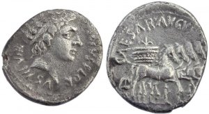 Roman silver coin of Augustus AR denarius - CAESAR AVGVSTVS SC