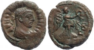 Roman coin of Maximianus and Nike