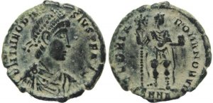 Ancient Roman coin of Theodosius I - GLORIA ROMANORVM - Nicomedia