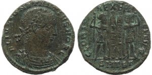 Roman coin of Constantius II - GLORIA EXERCITVS - Thessalonica