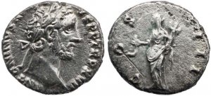 Roman coin of Antoninus Pius AR Denarius -  COS IIII