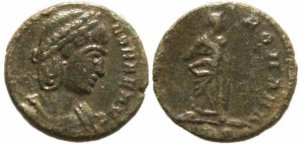 Roman coin of Theodora Ae4, Step Mother of Constantine I