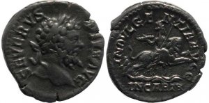 Roman coin of Septimius Severus 193-211 AD AR Denarius, Dea Caelestis riding lion