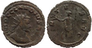 Roman coin of Claudius II AE Antoninianus - VIRTVS AVG