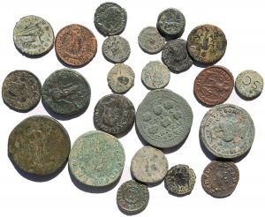 23 Ancient Roman and Roman Provincial coins - 14-34mm including one Sestertius