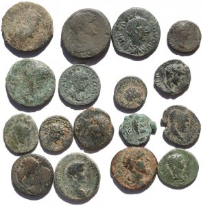 17 Ancient Holyland and European found Roman Provincial coins - 17-25mm