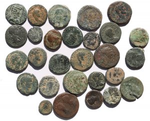 28 Ancient Uncleaned Roman Provincial coins 15-27mm