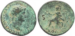 Ancient Roman coin of Nero AE orichalcum dupondius - Rome Mint - Scarce