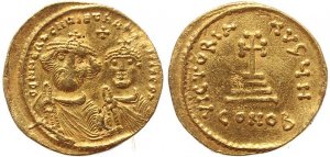 Byzantine gold coin of Heraclius and Heraclius Constantine AV Solidus