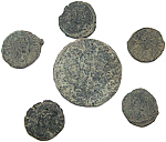 6 Uncleaned Ancient Roman coins from Europe & Spain including 1 large sized!