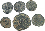 6 Uncleaned Ancient Roman coins from Spain - all with detail