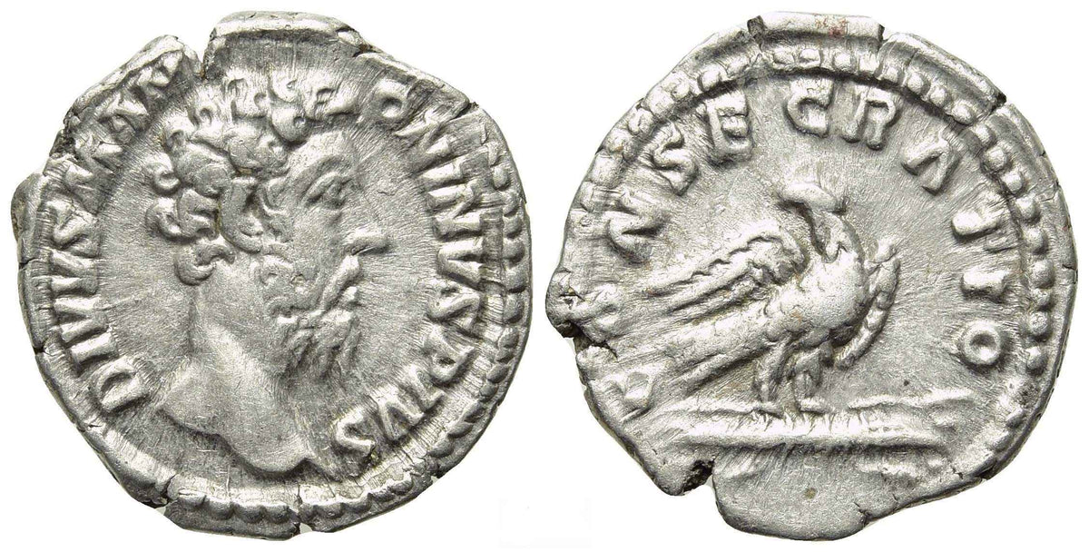 Roman coin of Marcus Aurelius AR silver denarius - CONSECRATIO ...
