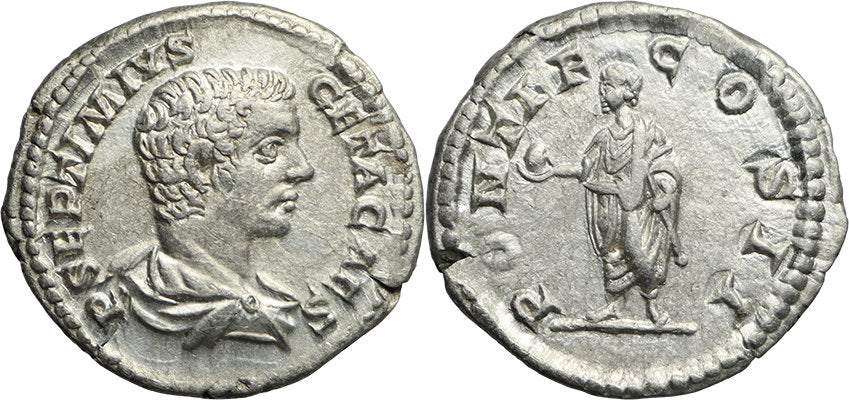 Ancient Roman coin of Geta AR silver denarius - PONTIF COS II ...
