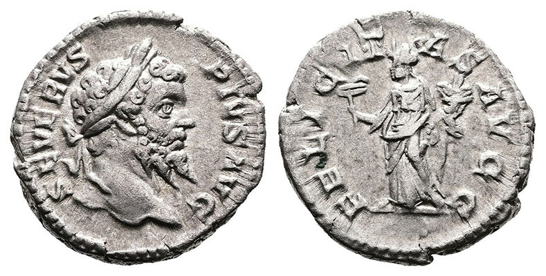 Ancient Roman coin of Septimius Severus silver denarius 193-211AD - FE ...