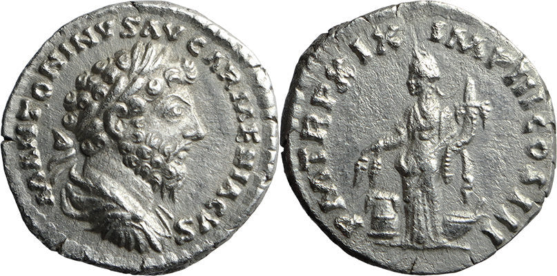 EF+ Ancient Roman silver coin of the Emperor Marcus Aurelius minted in ...
