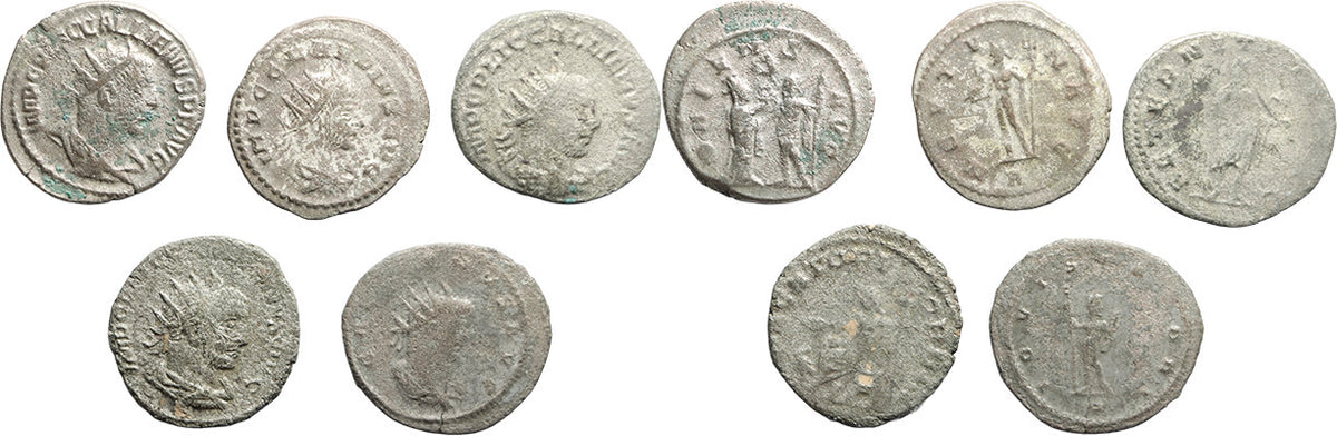 5 Ancient Roman silvered coins of Gallienus and Claudius II – Cerberus ...