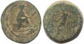Ancient Greek coin of Tarsos, Cilicia with seated Tyche and Kydnos