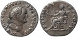 Roman coin of Vespasian AR silver denarius - PON MAX TR P COS VI