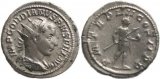 Roman coin of Gordian III 238-244AD Antoninianus - Gordian holding globe and spear
