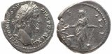 Roman coin of Antoninus Pius AR silver denarius - COS IIII