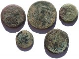5 Ancient Uncleaned Egyptian coins - all with detail!