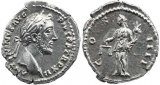 Roman silver coin Emperor Antoninus Pius denarius - COS IIII