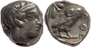Ancient Greek coin from Athens AR tetradrachm circa 449-430 BC