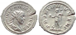 Roman coin of Philip II AR Silver antoninianus - PRINCIPI IVVENT