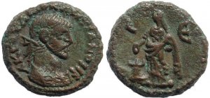 Roman coin of Diocletian and Eusebeia - Year 5