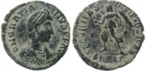 Roman coin of Gratian - SECVRITAS REIPVBLICAE - Aquileia