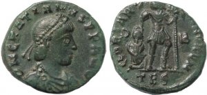 Roman coin of Gratian - GLORIA ROMANORVM - Thessalonica