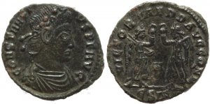 Roman coin of Constantius II - VICTORIAE DD AVGG Q NN Siscia