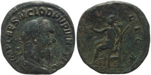 Roman coin of Pupienus Ae Sestertius - PAX PVBLICA, SC