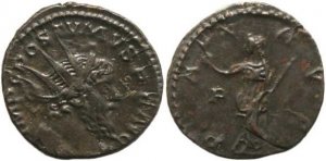 Roman coin of Postumus Antoninianus, Cologne mint - PAX AVG