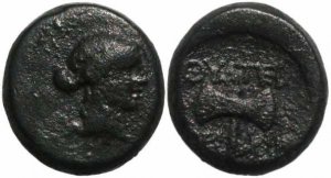 Greek coin of Thyateira, Lydia Ae 14 2nd Century BC